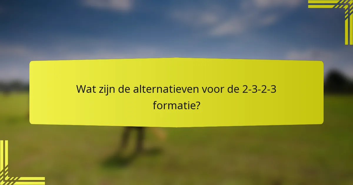 Wat zijn de alternatieven voor de 2-3-2-3 formatie?