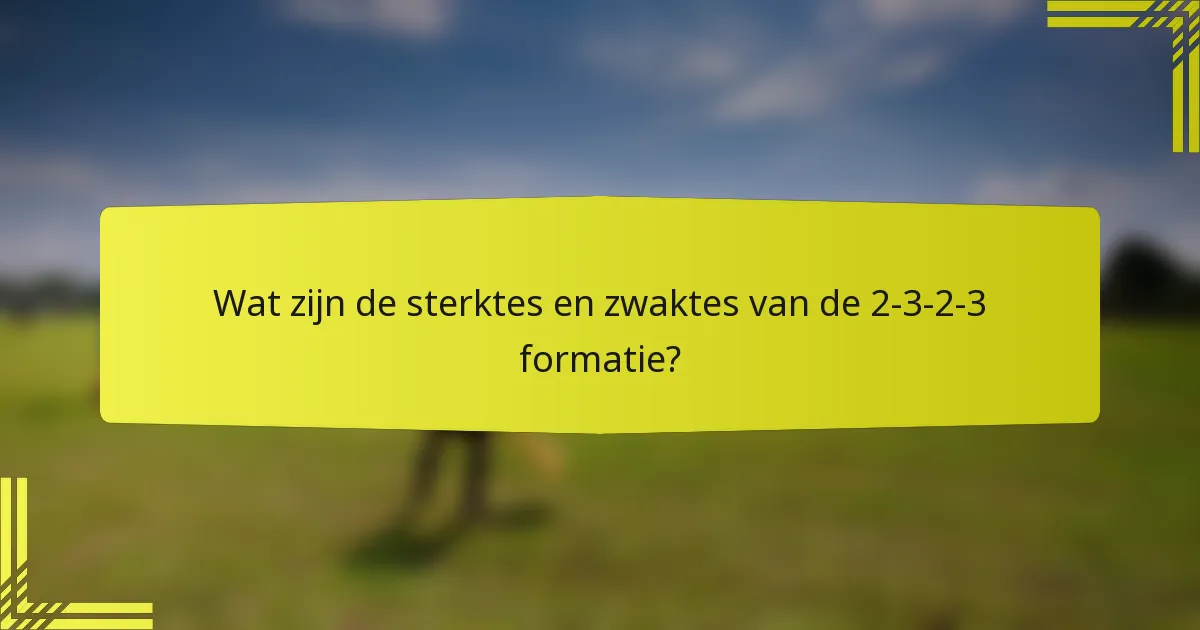 Wat zijn de sterktes en zwaktes van de 2-3-2-3 formatie?