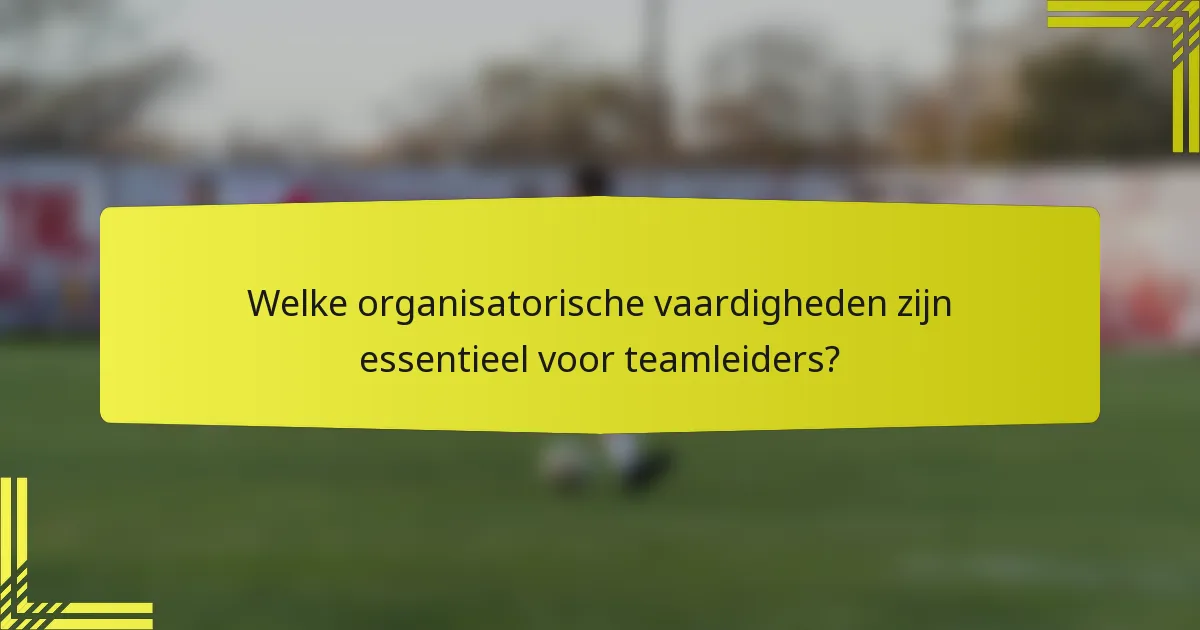 Welke organisatorische vaardigheden zijn essentieel voor teamleiders?